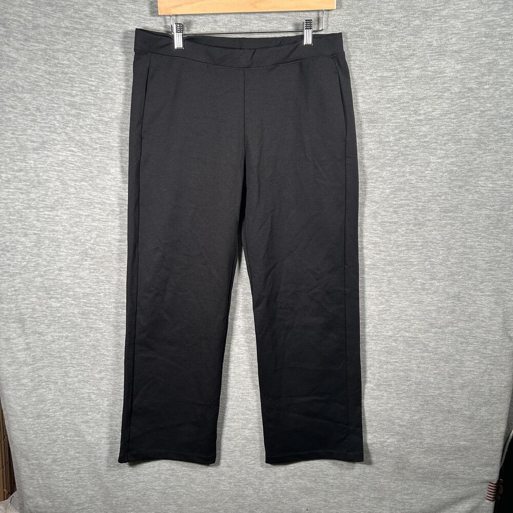 American Giant Ponte Pants Women L Black Knit Pull-On Straight Leg Stretch NEW